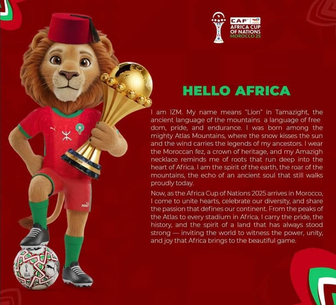 IZM, le Lion de l'Atlas : Le mascot officiel de la CAN Maroc 2025
